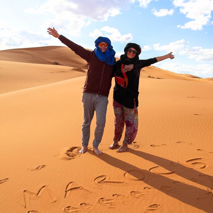 Camping in the Sahara desert in Morocco