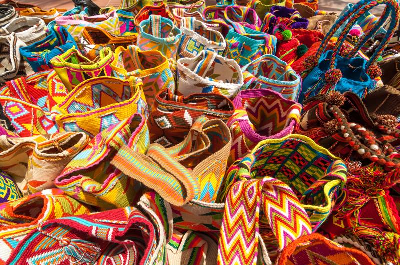 Typical colorful bags of the Wayuu Indians, Colombia
