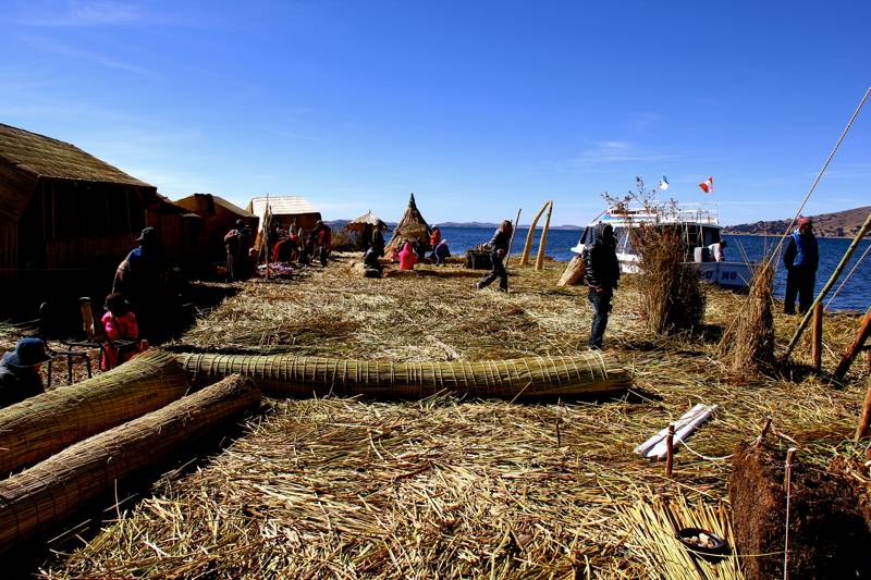 Traditional homes on the Uros, Lake Titicaca